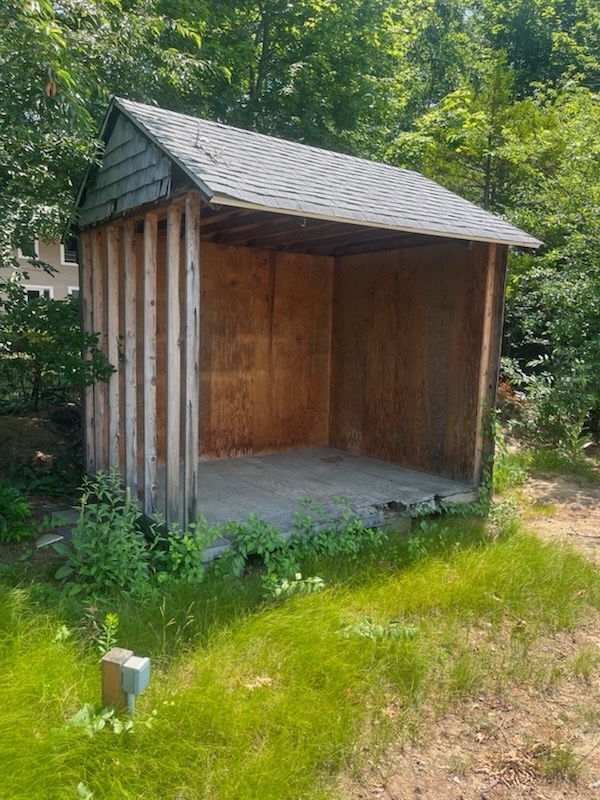 Shed before demolition in Marshfield MA